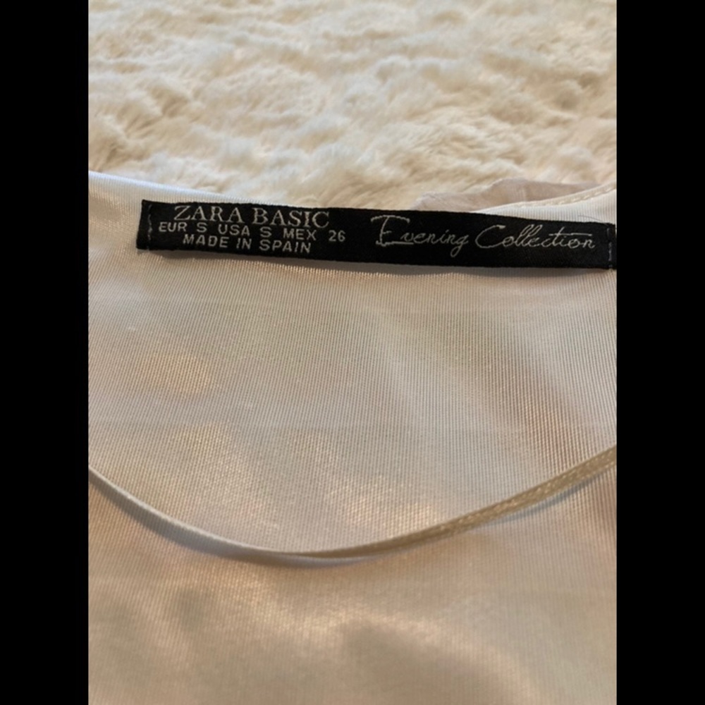 Zara Basic Beige Ruffle Dress - Size Small - Picture 2 of 3